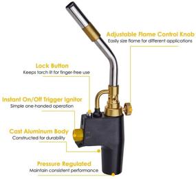 img 3 attached to Portable High Intensity Trigger Start Torch for Gas Welding, Paint Stripping, and Steak Searing - Works with MAPP/MAP Pro/Propane, Oxygen Free