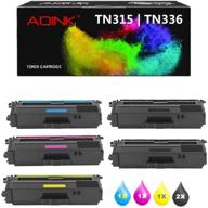 color set of 5 compatible tn-315 tn315 tn320 toner cartridge replacement for brother hl-l8350cdw hl-l8350cdwt hl-4150cdn mfc-l8850cdw mfc-9970cdw printer by univirgin -1set+ 1balck logo