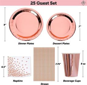 img 1 attached to 🎉 Complete 225 PC Rose Gold Birthday Party Decorations Kit for Girls, Teens, Women - Happy Birthday Banners, Curtains, Table Runner, Balloons, Sash, Tiara, Cake Topper, Plates, Cups, Napkins, Straws - Ideal for 25 Guests & More!