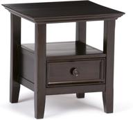 🪑 solid wood amherst end side table in hickory brown, 19-inch wide square with storage, 1 drawer and 1 shelf - ideal for the living room and bedroom logo