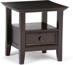 img 4 attached to 🪑 SOLID WOOD Amherst End Side Table in Hickory Brown, 19-inch Wide Square with Storage, 1 Drawer and 1 Shelf - Ideal for the Living Room and Bedroom