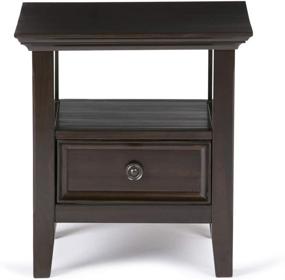 img 1 attached to 🪑 SOLID WOOD Amherst End Side Table in Hickory Brown, 19-inch Wide Square with Storage, 1 Drawer and 1 Shelf - Ideal for the Living Room and Bedroom