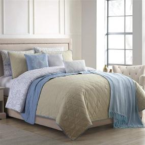 img 1 attached to 🌞 Modern Threads Summer Sun 10-Piece Comforter and Coverlet Set: King/California King, White/Blue - Stay Cool and Stylish in the Sun