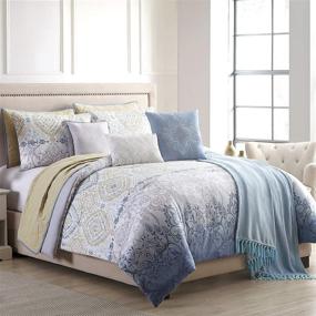 img 4 attached to 🌞 Modern Threads Summer Sun 10-Piece Comforter and Coverlet Set: King/California King, White/Blue - Stay Cool and Stylish in the Sun