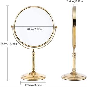 img 1 attached to 🔍 Gecious Gold Vanity Mirror: 8-inch Free Standing Dual-Sided Makeup Mirror with 360 Swivel, 1X/10X Magnification - High-Quality Stainless Steel Construction – Countertop 14-inch Height in Shining Gold