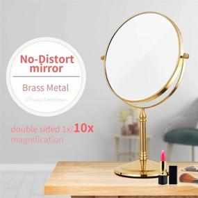 img 3 attached to 🔍 Gecious Gold Vanity Mirror: 8-inch Free Standing Dual-Sided Makeup Mirror with 360 Swivel, 1X/10X Magnification - High-Quality Stainless Steel Construction – Countertop 14-inch Height in Shining Gold