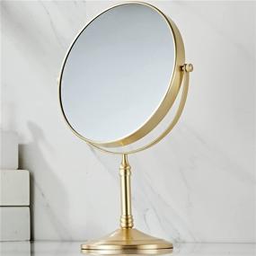 img 4 attached to 🔍 Gecious Gold Vanity Mirror: 8-inch Free Standing Dual-Sided Makeup Mirror with 360 Swivel, 1X/10X Magnification - High-Quality Stainless Steel Construction – Countertop 14-inch Height in Shining Gold
