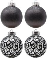 🎄 shatterproof large black christmas ball ornaments, 4.72", set of 4 - sleetly tree decorations логотип