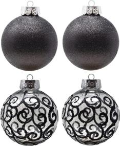 img 4 attached to 🎄 Shatterproof Large Black Christmas Ball Ornaments, 4.72", Set of 4 - Sleetly Tree Decorations