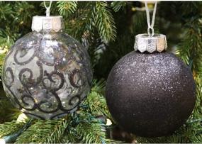 img 3 attached to 🎄 Shatterproof Large Black Christmas Ball Ornaments, 4.72", Set of 4 - Sleetly Tree Decorations