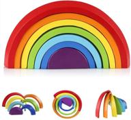 🌈 coogam wooden rainbow stacker nesting puzzle blocks: fun & educational toy set for kids - shape matching, building & learning activities logo