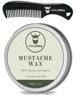 🧔 striking viking medium to strong hold mustache wax and comb kit - all natural beeswax moustache and beard styling with vanilla scent for men (2 oz.) logo