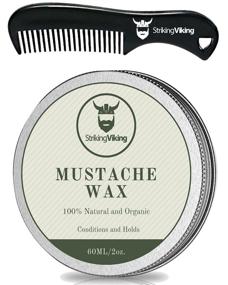 img 4 attached to 🧔 Striking Viking Medium to Strong Hold Mustache Wax and Comb Kit - All Natural Beeswax Moustache and Beard Styling with Vanilla Scent for Men (2 oz.)