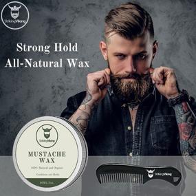 img 2 attached to 🧔 Striking Viking Medium to Strong Hold Mustache Wax and Comb Kit - All Natural Beeswax Moustache and Beard Styling with Vanilla Scent for Men (2 oz.)