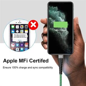 img 2 attached to 📱 iCrius Apple MFi сертифицированный световой кабель с разъемом Lightning - 6 футовый USB быстрый зарядный шнур для iPhone 11 Pro Max, XS, XR, X, 8, 7, 6 Plus, SE, iPad и других устройств (зеленый)