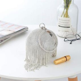 img 3 attached to 💎 Exquisite Lanpet Women Round Ball Crystal Evening Clutch Purse: Elevate Your Wedding Party Look with Tassel Handbags