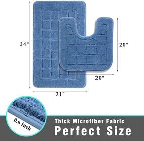 img 2 attached to 🚽 HEBE 2 Piece Microfiber Contour Rugs Toilet Set - Soft Shaggy Bathroom Mat, Non-Slip Shower Mat, U-Shaped Toilet Floor Rug - Machine Washable, Blue