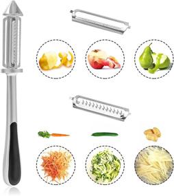 img 2 attached to 🥕 3-in-1 Stainless Steel Vegetable Peeler - Ergonomic Kitchen Tool for Safe and Easy Fruit and Vegetable Peeling