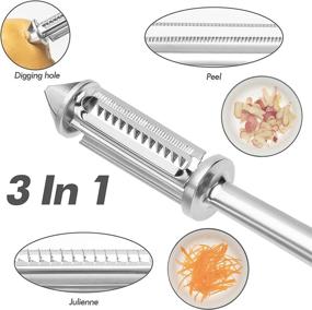 img 3 attached to 🥕 3-in-1 Stainless Steel Vegetable Peeler - Ergonomic Kitchen Tool for Safe and Easy Fruit and Vegetable Peeling