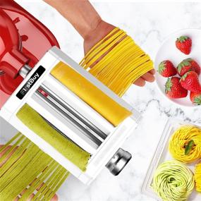 img 1 attached to Enhance Your Kitchenaid Stand Mixer with the FirstBuy 3 in 1 Stainless Steel Pasta 🍝 Maker Attachment: Roller, Cutter, and Thickness Adjustment for Perfect Spaghetti and Fettuccine - Includes Cleaning Brush