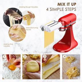 img 3 attached to Enhance Your Kitchenaid Stand Mixer with the FirstBuy 3 in 1 Stainless Steel Pasta 🍝 Maker Attachment: Roller, Cutter, and Thickness Adjustment for Perfect Spaghetti and Fettuccine - Includes Cleaning Brush