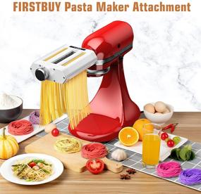 img 2 attached to Enhance Your Kitchenaid Stand Mixer with the FirstBuy 3 in 1 Stainless Steel Pasta 🍝 Maker Attachment: Roller, Cutter, and Thickness Adjustment for Perfect Spaghetti and Fettuccine - Includes Cleaning Brush