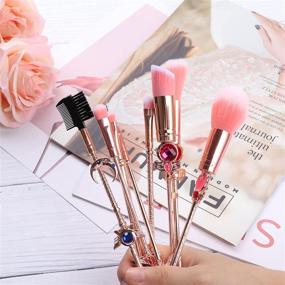 img 3 attached to Enhance Your Beauty with Sailor Moon Golden Magic Girl Makeup Brushes Set - 9 PCs Premium Synthetic Brushes for Flawless Makeup Application