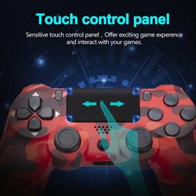 img 1 attached to 🎮 Enhanced Gaming Experience with TOPAD Red Camo Wireless Controller for P-4, Inclusive of Charging Cables, 2 Rainbow Caps, Touchpad, and Stereo Headset Jack