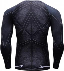 img 2 attached to Men's Compression Workout T-Shirt - Superhero Print, Cool Dry Running Tee, Athletic Fitness Gym Top for Men