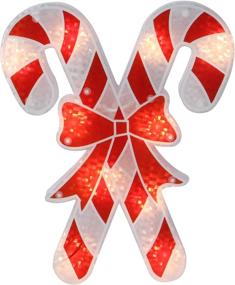 img 1 attached to 🎄 Northlight 12" Lighted Candy Cane Window Silhouette - Festive Red and White Holographic Christmas Decor