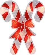 🎄 northlight 12" lighted candy cane window silhouette - festive red and white holographic christmas decor logo