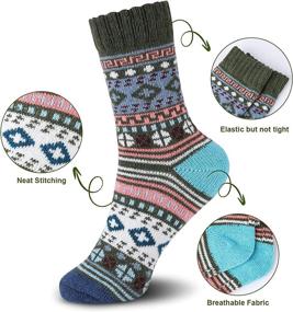 img 2 attached to 🧦 Cozy up this Christmas with our 5 Pack Womens Wool Socks - Winter Warm Boot Socks Gift Box: Vintage Casual Sock Fuzzy Socks for Women