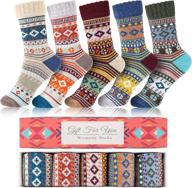 🧦 cozy up this christmas with our 5 pack womens wool socks - winter warm boot socks gift box: vintage casual sock fuzzy socks for women логотип