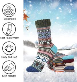 img 1 attached to 🧦 Cozy up this Christmas with our 5 Pack Womens Wool Socks - Winter Warm Boot Socks Gift Box: Vintage Casual Sock Fuzzy Socks for Women