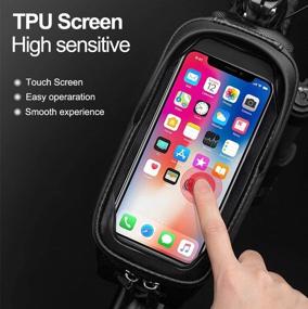 img 1 attached to Waterproof Bike Phone Mount Bag | ROCKBROS Front Frame Case for iPhone 11/12 Pro XR XS Max 7 8 Plus | Hard Shell Bicycle Phone Pouch | Compatible with Phones Below 6.8 inches