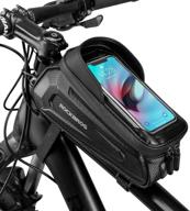 waterproof bike phone mount bag | rockbros front frame case for iphone 11/12 pro xr xs max 7 8 plus | hard shell bicycle phone pouch | compatible with phones below 6.8 inches logo