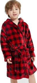 img 3 attached to Fleece Printed Hooded Bathrobes Toddler Boys' Clothing ~ Sleepwear & Robes