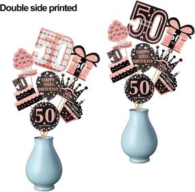img 1 attached to 🌹 Rose Gold 50th Birthday Centerpiece Sticks Decorations for Women – 32pcs Happy 50 Year Old Birthday Table Topper Supplies – Elegant Fifty Birthday Party Sign Décor