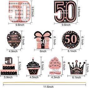 img 3 attached to 🌹 Rose Gold 50th Birthday Centerpiece Sticks Decorations for Women – 32pcs Happy 50 Year Old Birthday Table Topper Supplies – Elegant Fifty Birthday Party Sign Décor