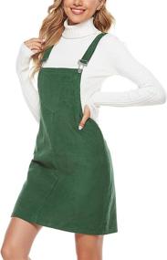 img 3 attached to 👗 Brown L Women's Corduroy Overalls Pinafore Jumpsuit - Yeokou Clothing