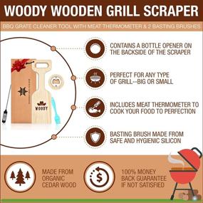 img 2 attached to 🔥 Introducing the Woody Wood Grill Scraper: Natural Cedar Wood BBQ Grate Cleaner Tool with Meat Thermometer & Basting Brush – A Safe Alternative to Wire Metal Bristles – The Ultimate Wooden Grill Scraper