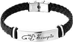 img 4 attached to Starchenie Zodiac Signs Leather Bracelet: 12 Constellation Braided Punk Wrist Rope Cuff Bracelet