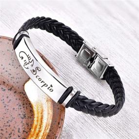 img 2 attached to Starchenie Zodiac Signs Leather Bracelet: 12 Constellation Braided Punk Wrist Rope Cuff Bracelet
