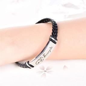 img 1 attached to Starchenie Zodiac Signs Leather Bracelet: 12 Constellation Braided Punk Wrist Rope Cuff Bracelet