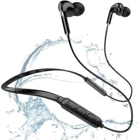 img 4 attached to 🎧 Wireless Earbuds with Deep Bass, In-Ear Bluetooth Earphones featuring Noise Cancelling Mic, Lightweight Neckband Headset, IPX7 Waterproof Sweat Resistant Headphones, 10-Hour Playtime for Gym Workout.