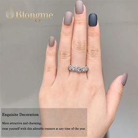 img 3 attached to Blongme BR1089_6 Blongme Eternity Ring Wedding Bands For Women Engagement 925 Sterling Silver Round Cushion CZ 6 6Mm Size 6