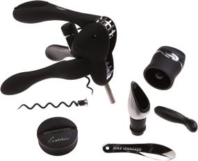 img 4 attached to Unleash Your Inner Wine Connoisseur with the Rabbit 6-Piece Wine Opener Tool Kit in Black