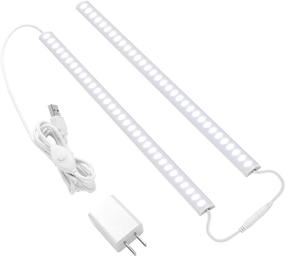 img 4 attached to 💡 Dimmable Under Cabinet Lighting, Set of 2pcs 12 Inch Cold White 6000K Linkable USB LED Light Bars with Memory Function - Ideal for Kitchen, Desk, Workspace, Closet