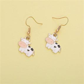 img 2 attached to 🐮 2021 Zodiac Cow Farm Pet Dangle Hook Earrings: Cute Golden Cow Animal Drop Earrings for Women, Girls, Teens - Perfect Birthday, Friendship, Party Accessories Jewelry Gift