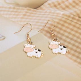 img 3 attached to 🐮 2021 Zodiac Cow Farm Pet Dangle Hook Earrings: Cute Golden Cow Animal Drop Earrings for Women, Girls, Teens - Perfect Birthday, Friendship, Party Accessories Jewelry Gift